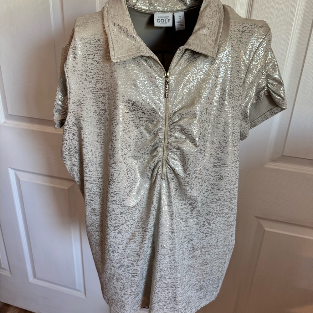 Zenergy by Chicos Women's Silver Top